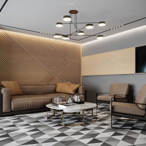 现代会客厅3D模型下载